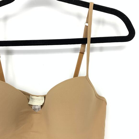 Hanro Of Switzerland Allure Built In Bra Camisole Top Womens Sz 34C Nude Beige - Picture 3 of 6